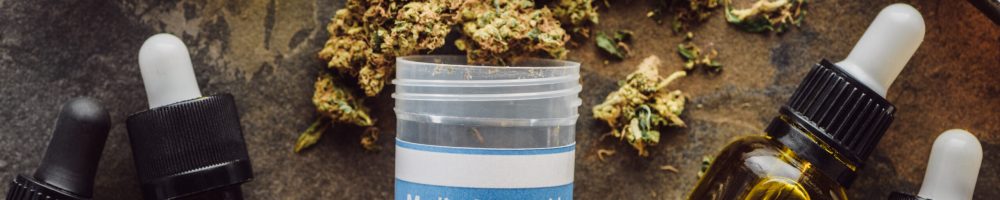 medical cannabis in a bottle with tinctures